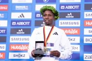Sabastian Sawe at Berlin Marathon 2025 (Photo by Gabriel Kuchta/Getty Images)